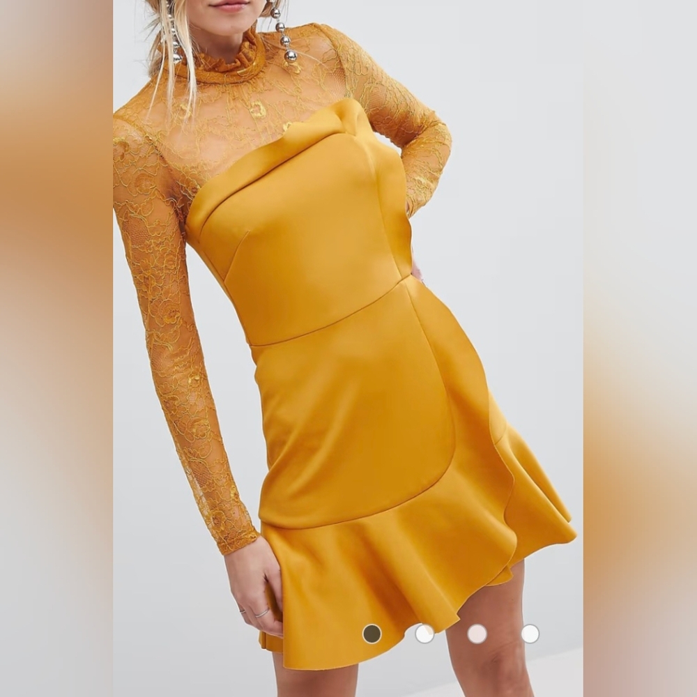 NwT ASOS Delicate Lace & Scuba Ruffle Shift Mini Dress Maternity Size 6